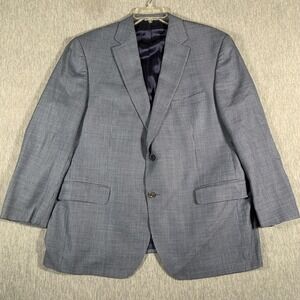 David Donahue Blazer Mens 48R Blue Check Wool Silk Linen Sport Coat Connor SPJ